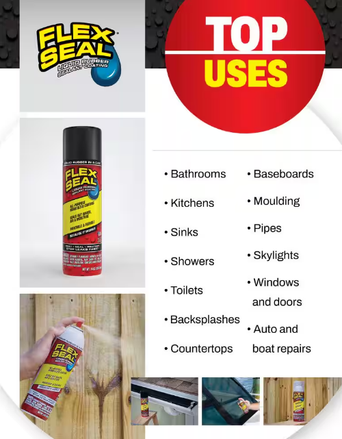 Flex Seal Liquid Rubber - Top Uses Graphic - Dorian Drake International Inc.